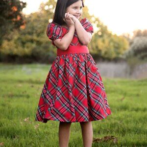 Janie & Jack Tartan Red & Green Silk Girls Dress Sz 4 Christmas Formal